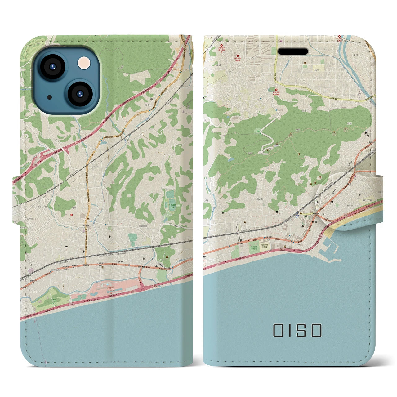 【大磯（神奈川県）】地図柄iPhoneケース（手帳タイプ）