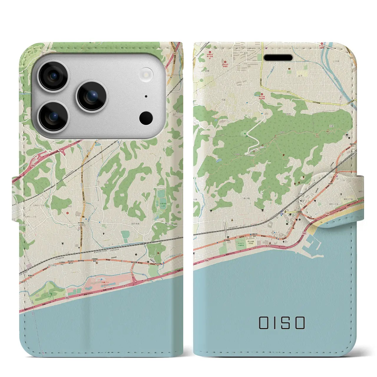 【大磯（神奈川県）】地図柄iPhoneケース（手帳タイプ）