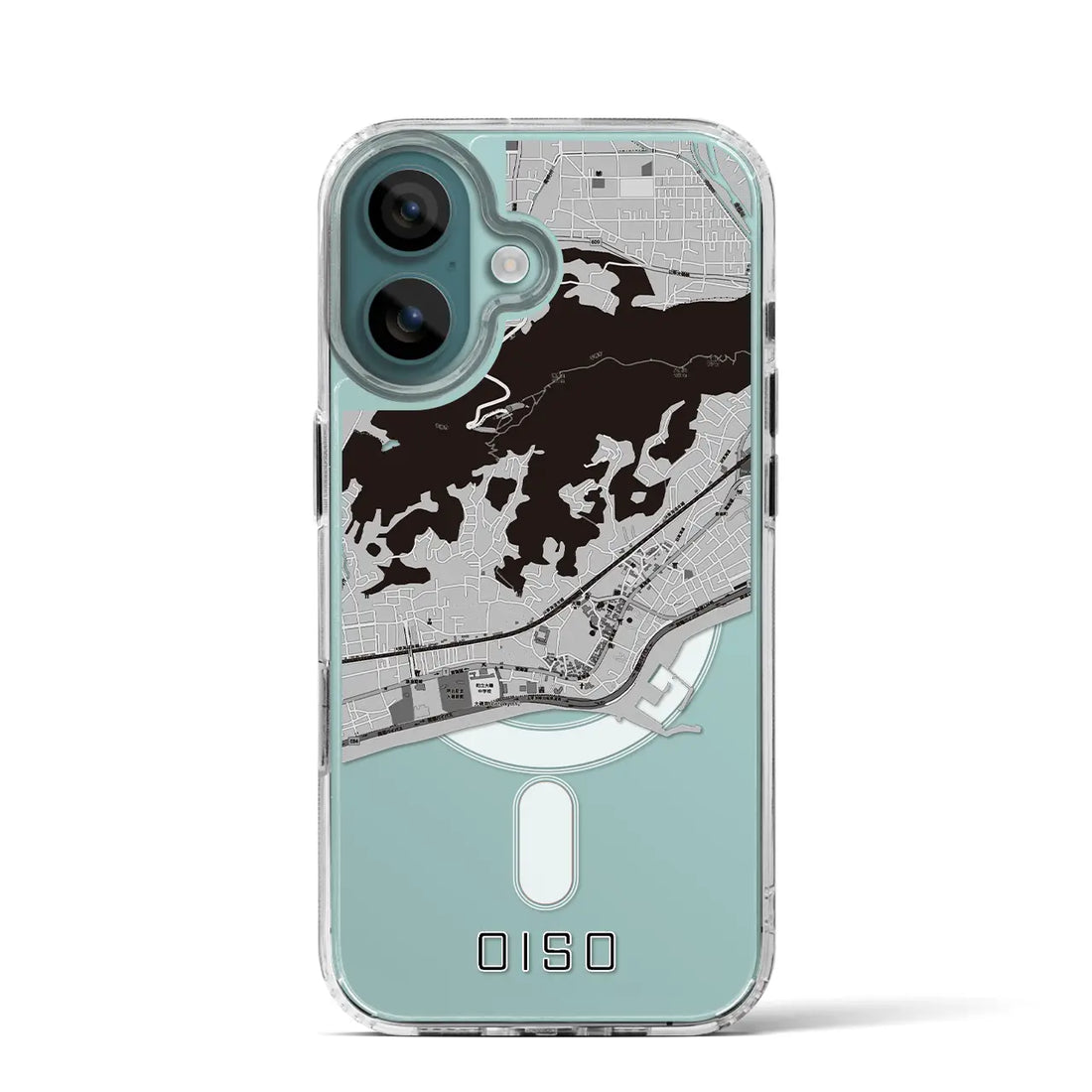 【大磯(神奈川県)】地図柄iPhoneケース(MagSafeタイプ)モノトーン・iPhone 16 Pro 用