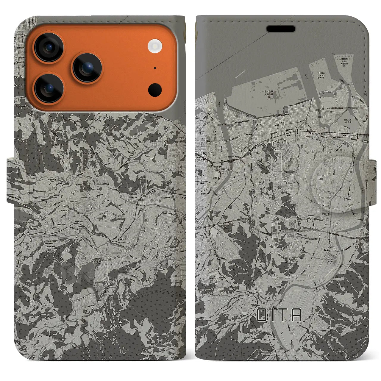 【大分（大分県）】地図柄iPhoneケース（手帳タイプ）