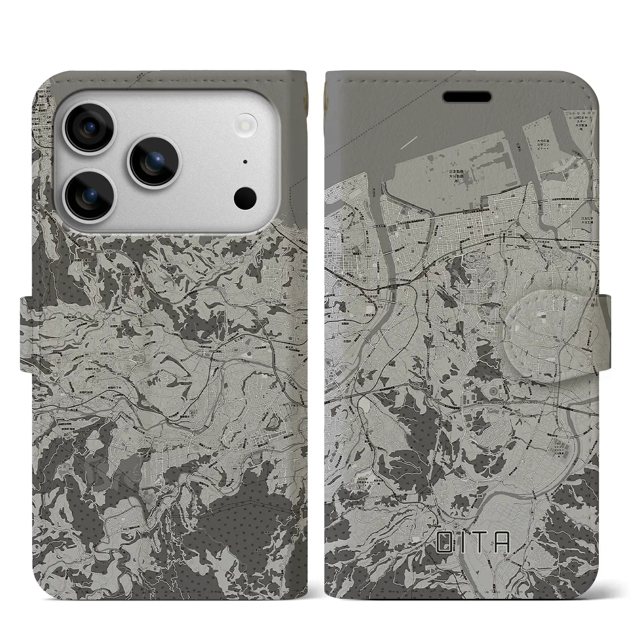 【大分（大分県）】地図柄iPhoneケース（手帳タイプ）