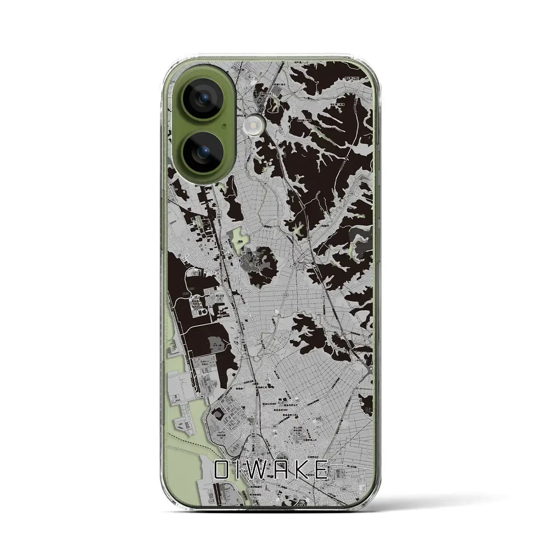 【追分（秋田県）】地図柄iPhoneケース（クリアタイプ）モノトーン・iPhone 17 Pro Max 用