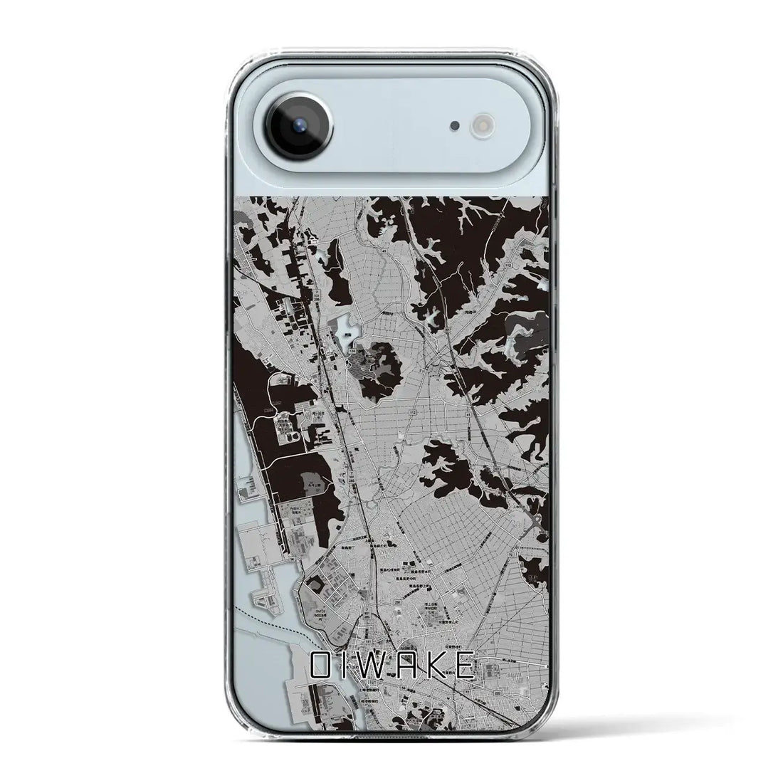 【追分(秋田県)】地図柄iPhoneケース(クリアタイプ)モノトーン・iPhone 17 Pro Max 用