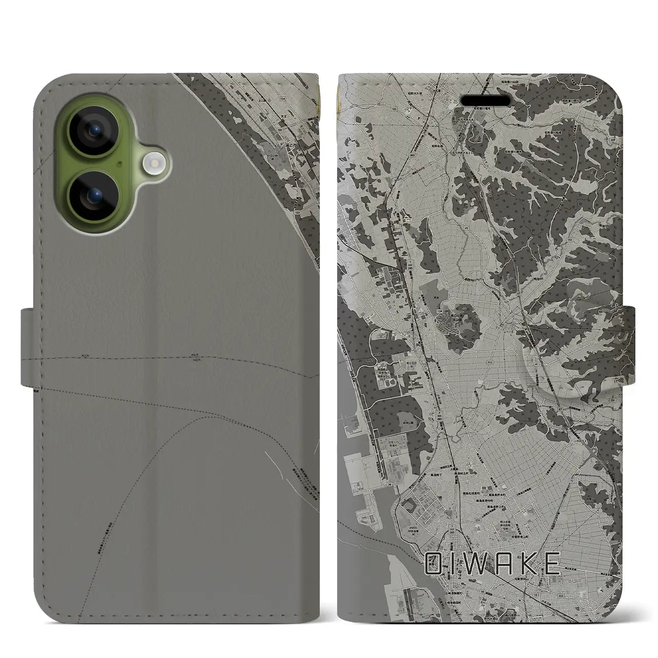 【追分（秋田県）】地図柄iPhoneケース（手帳タイプ）