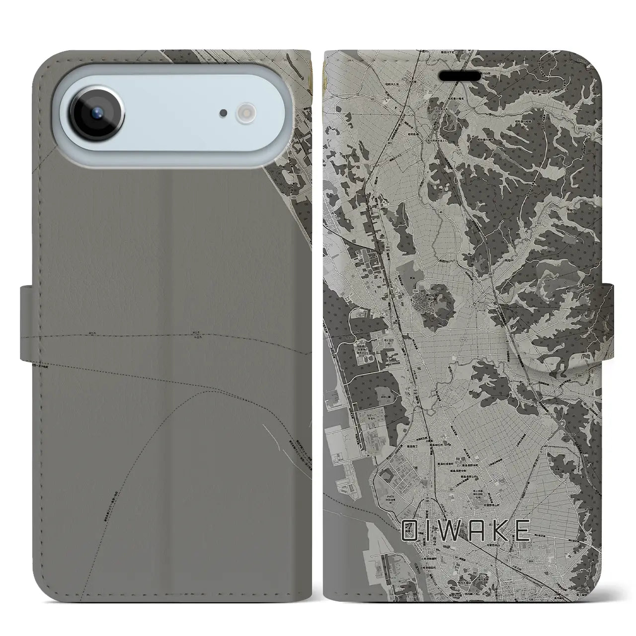 【追分（秋田県）】地図柄iPhoneケース（手帳タイプ）