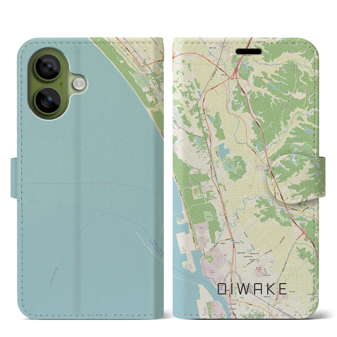 【追分（秋田県）】地図柄iPhoneケース（手帳タイプ）