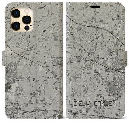 【大泉学園（東京都）】地図柄iPhoneケース（手帳タイプ）モノトーン・iPhone 12 Pro Max 用