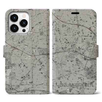 【大泉学園（東京都）】地図柄iPhoneケース（手帳タイプ）モノトーン・iPhone 13 Pro 用