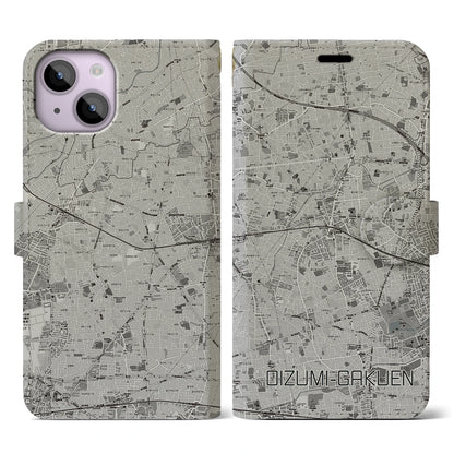【大泉学園（東京都）】地図柄iPhoneケース（手帳タイプ）モノトーン・iPhone 14 用