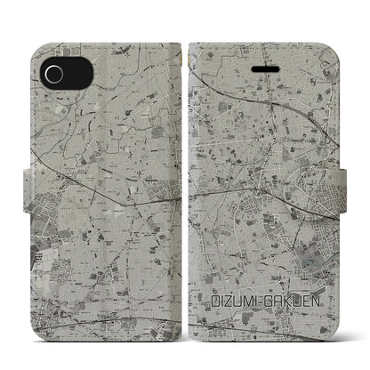 【大泉学園（東京都）】地図柄iPhoneケース（手帳タイプ）モノトーン・iPhone SE（第3 / 第2世代） / 8 / 7 / 6s / 6 用