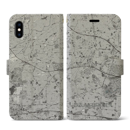 【大泉学園（東京都）】地図柄iPhoneケース（手帳タイプ）モノトーン・iPhone XS / X 用