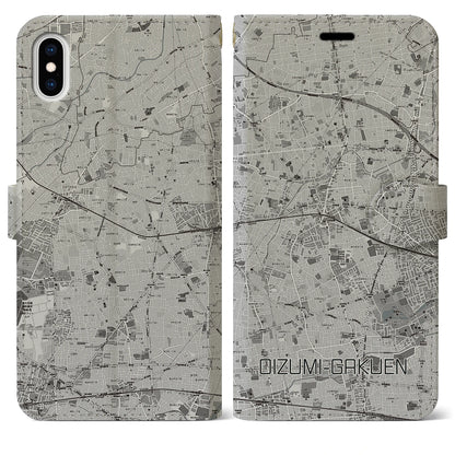 【大泉学園（東京都）】地図柄iPhoneケース（手帳タイプ）モノトーン・iPhone XS Max 用