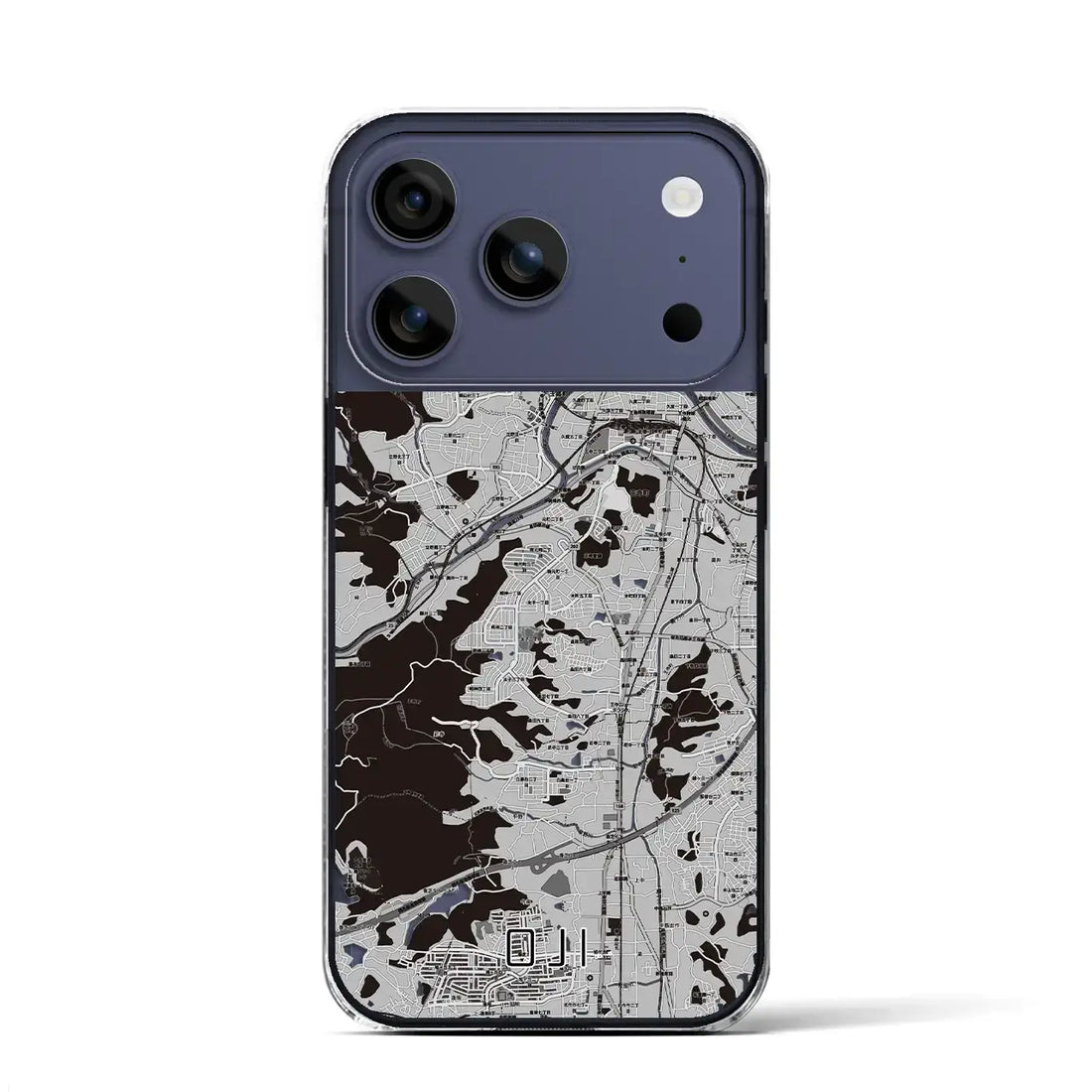 【王寺(奈良県)】地図柄iPhoneケース(クリアタイプ)モノトーン・iPhone 17 Pro Max 用