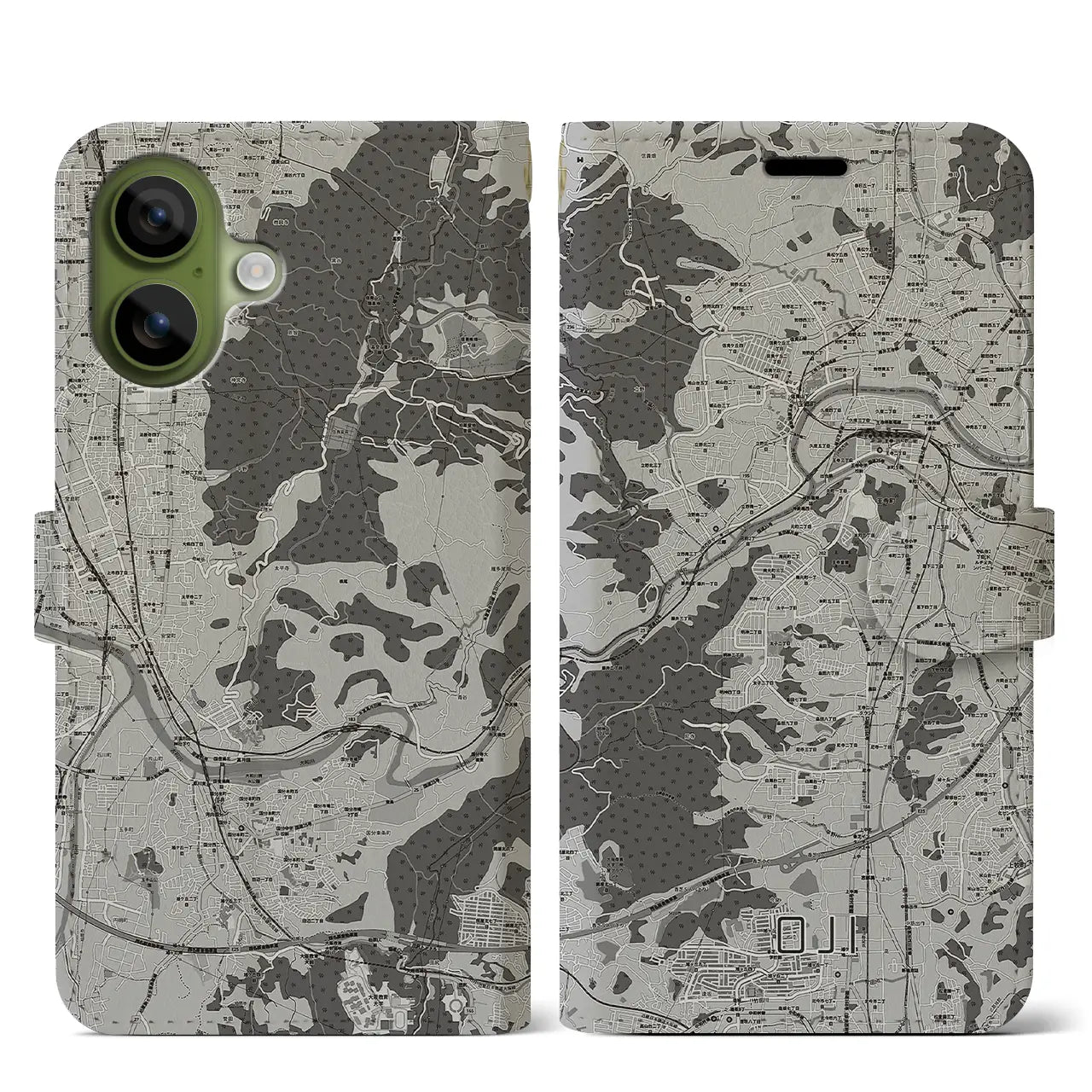 【王寺（奈良県）】地図柄iPhoneケース（手帳タイプ）