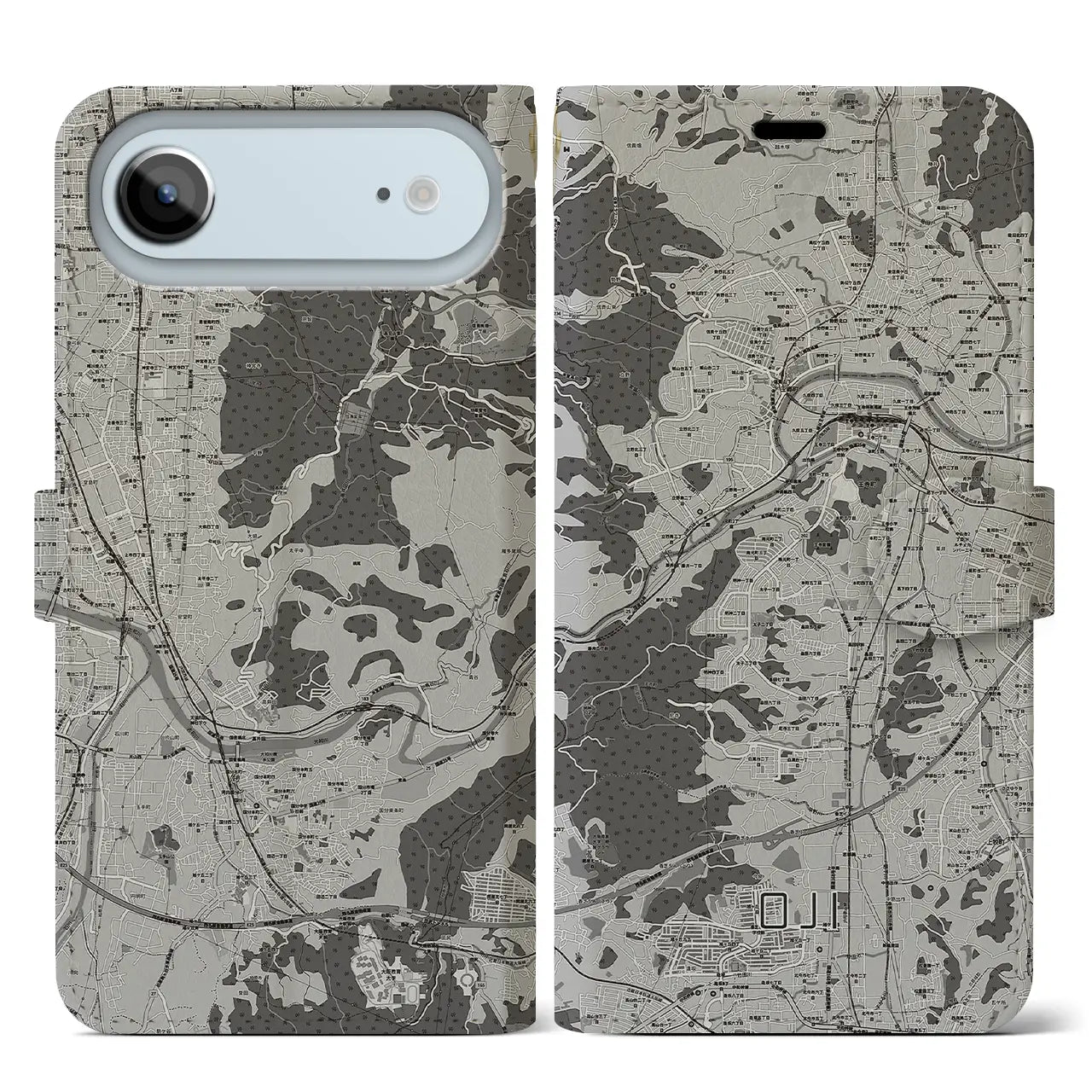 【王寺（奈良県）】地図柄iPhoneケース（手帳タイプ）