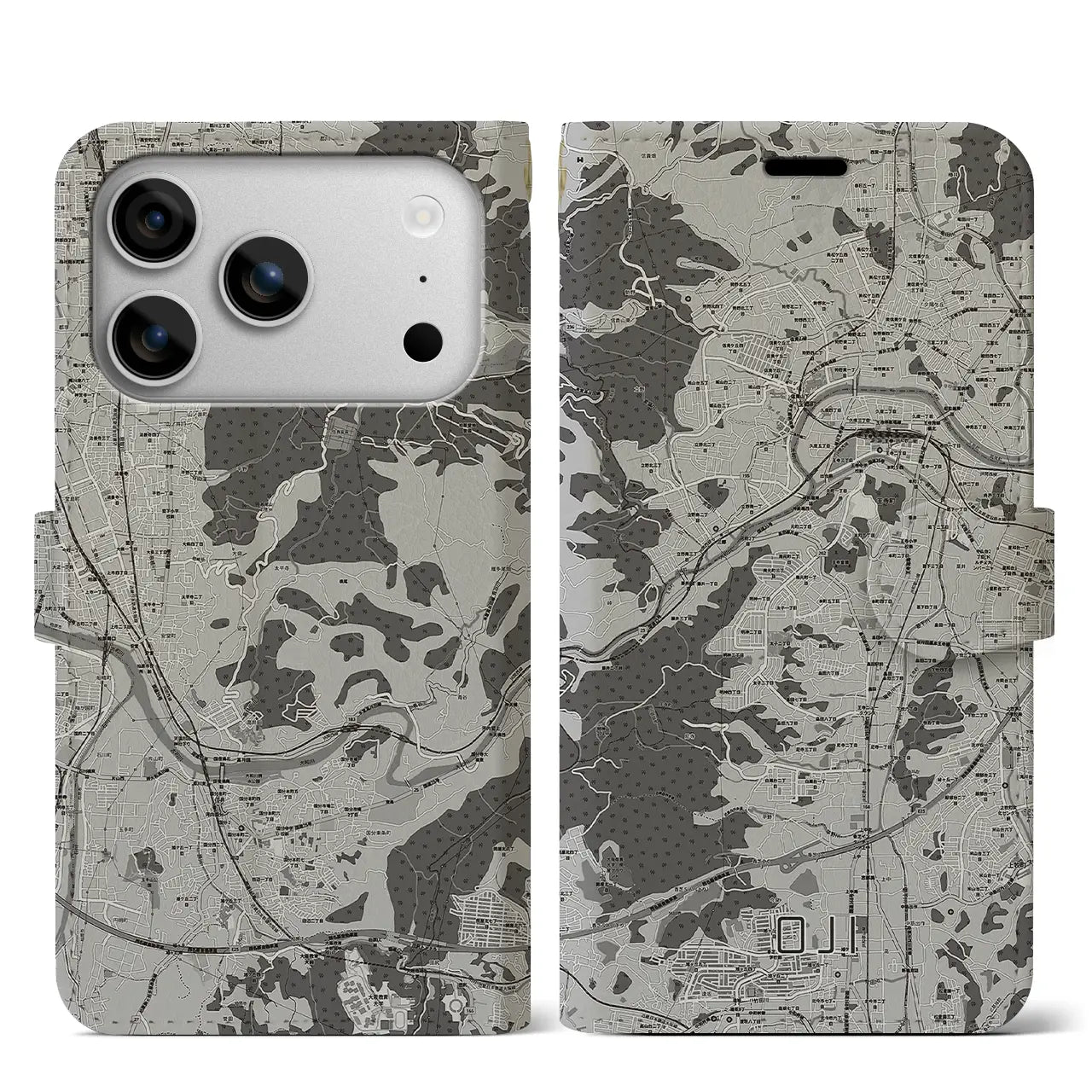 【王寺（奈良県）】地図柄iPhoneケース（手帳タイプ）