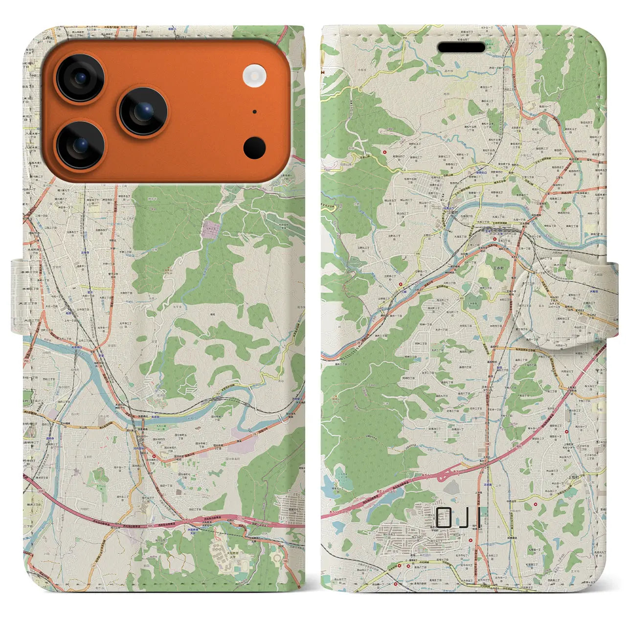 【王寺（奈良県）】地図柄iPhoneケース（手帳タイプ）