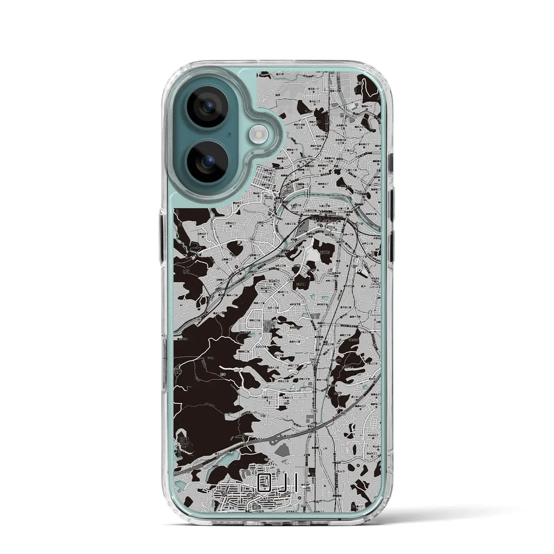 【王寺(奈良県)】地図柄iPhoneケース(MagSafeタイプ)モノトーン・iPhone 16 Pro 用