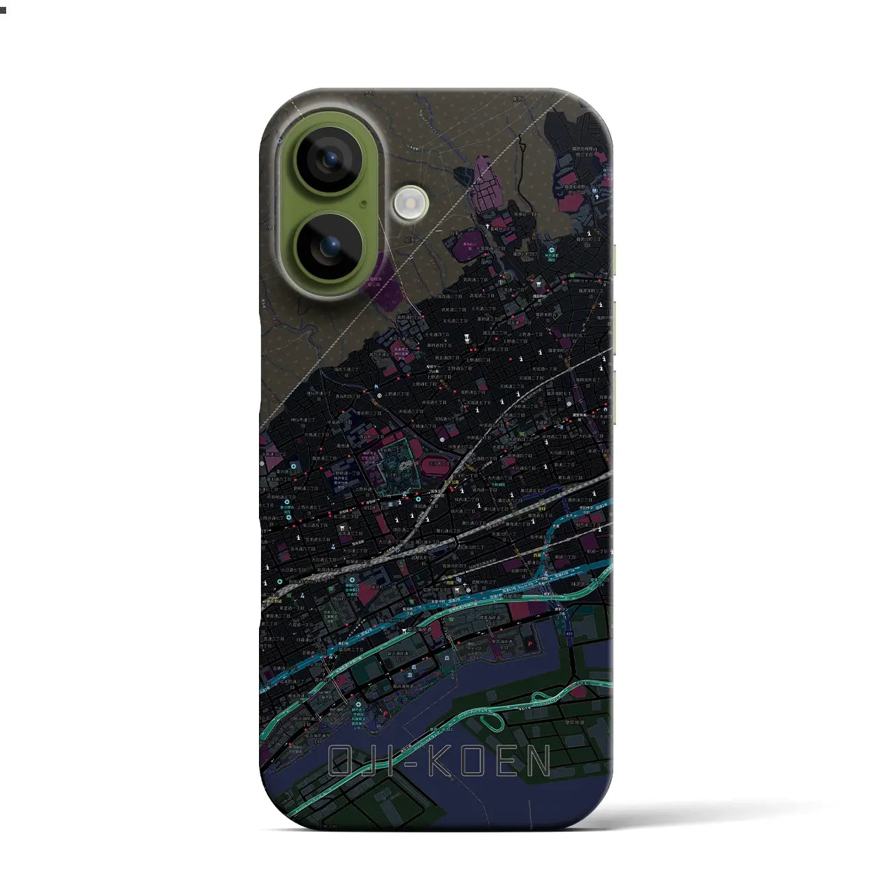 【王子公園（兵庫県）】地図柄iPhoneケース（バックカバータイプ）