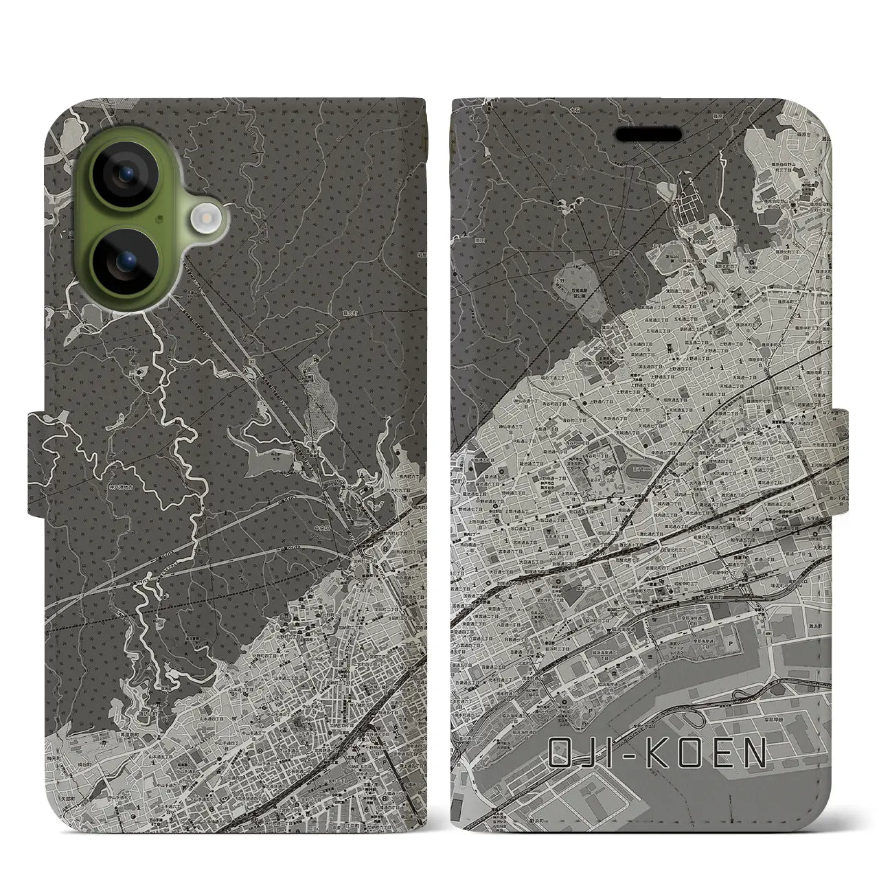 【王子公園（兵庫県）】地図柄iPhoneケース（手帳タイプ）