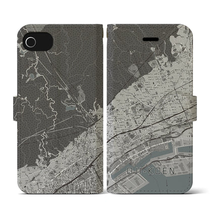 【王子公園（兵庫県）】地図柄iPhoneケース（手帳タイプ）モノトーン・iPhone SE（第3 / 第2世代） / 8 / 7 / 6s / 6 用