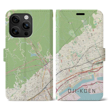 【王子公園（兵庫県）】地図柄iPhoneケース（手帳タイプ）ナチュラル・iPhone 16 用