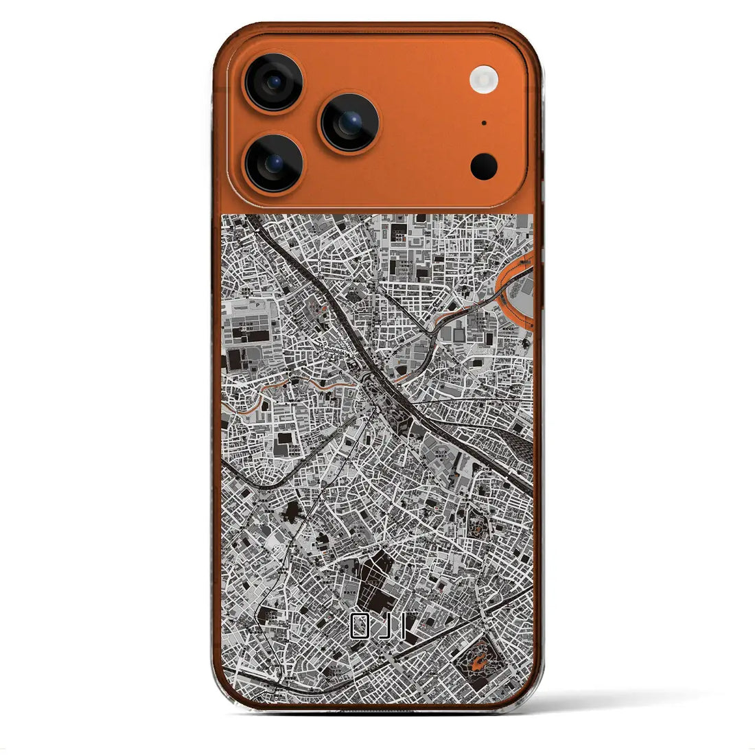 【王子(東京都)】地図柄iPhoneケース(クリアタイプ)モノトーン・iPhone 17 Pro Max 用