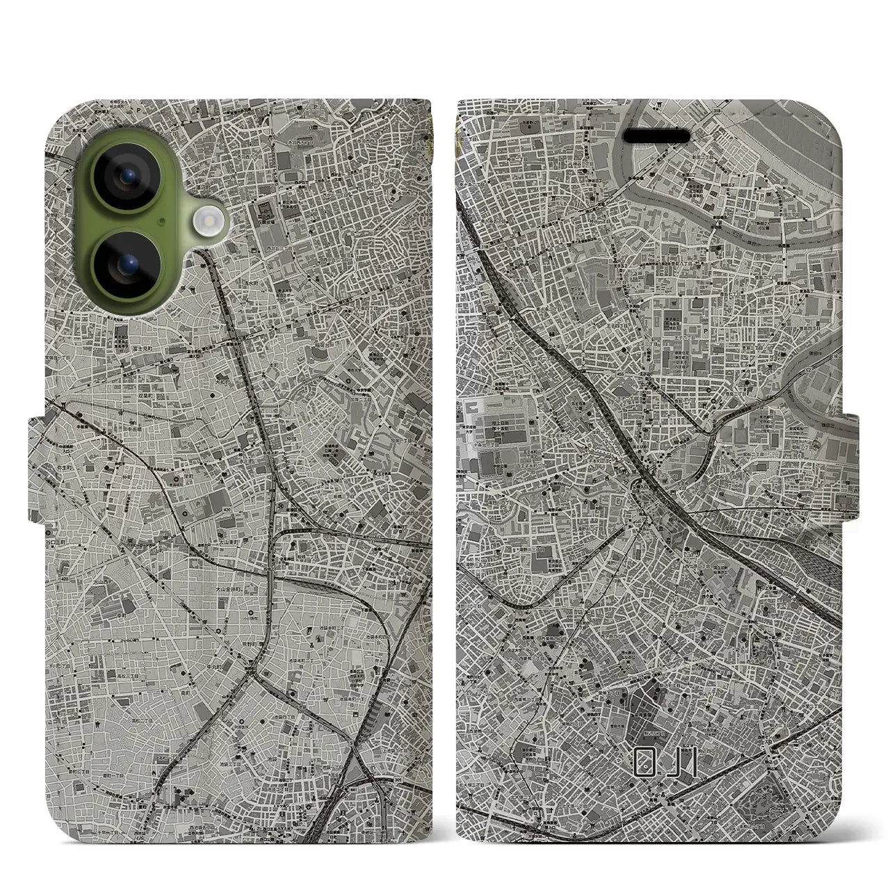 【王子（東京都）】地図柄iPhoneケース（手帳タイプ）