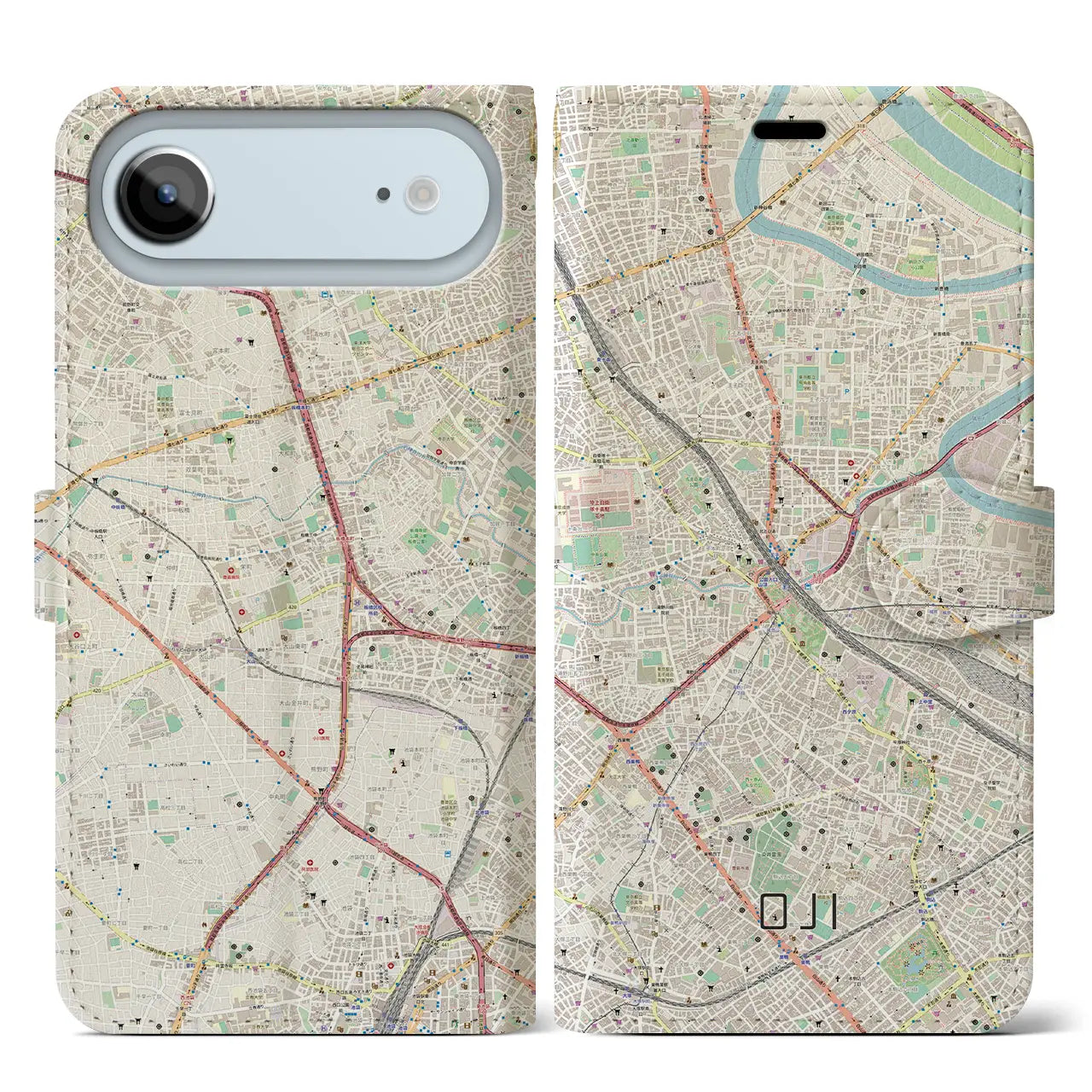 【王子（東京都）】地図柄iPhoneケース（手帳タイプ）