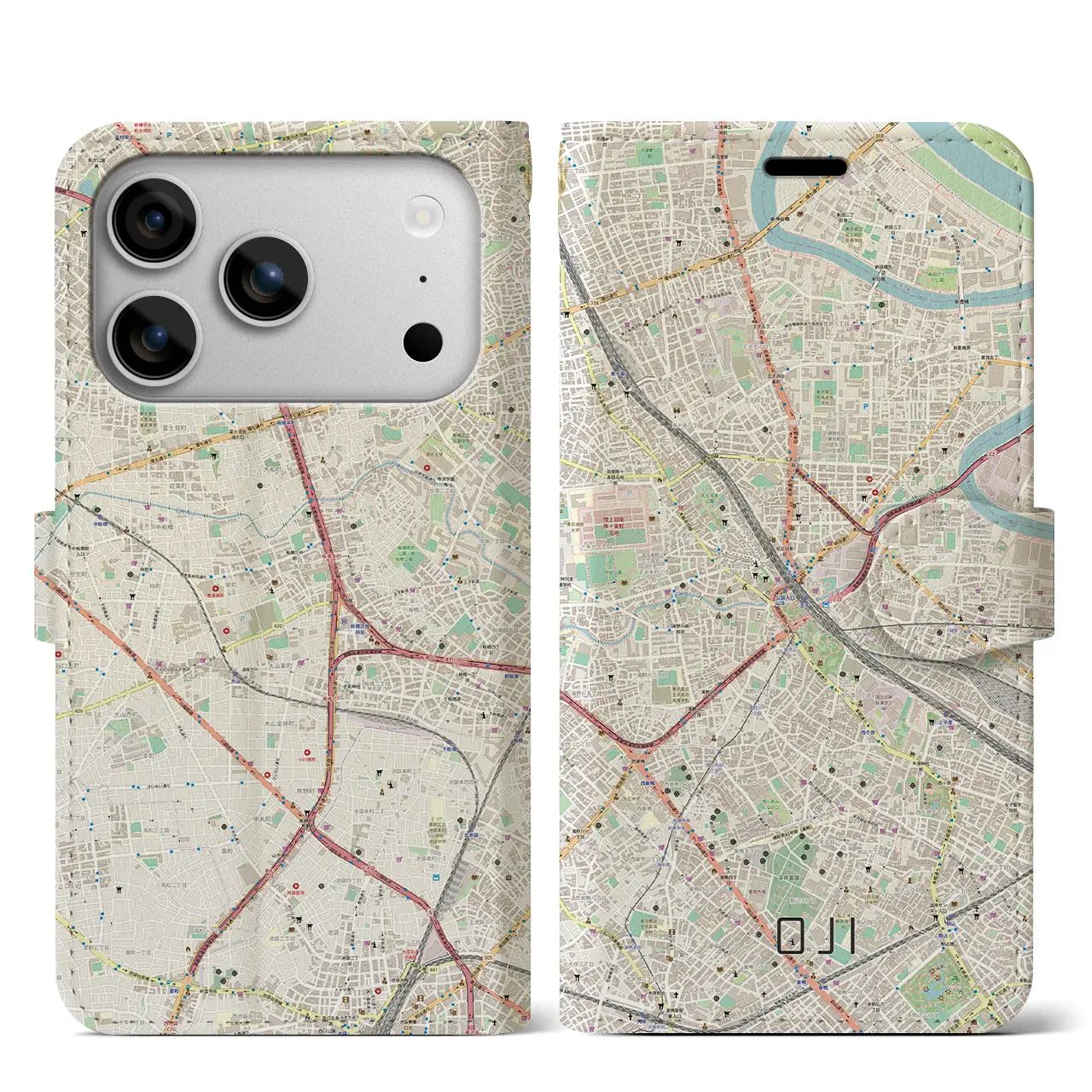 【王子（東京都）】地図柄iPhoneケース（手帳タイプ）