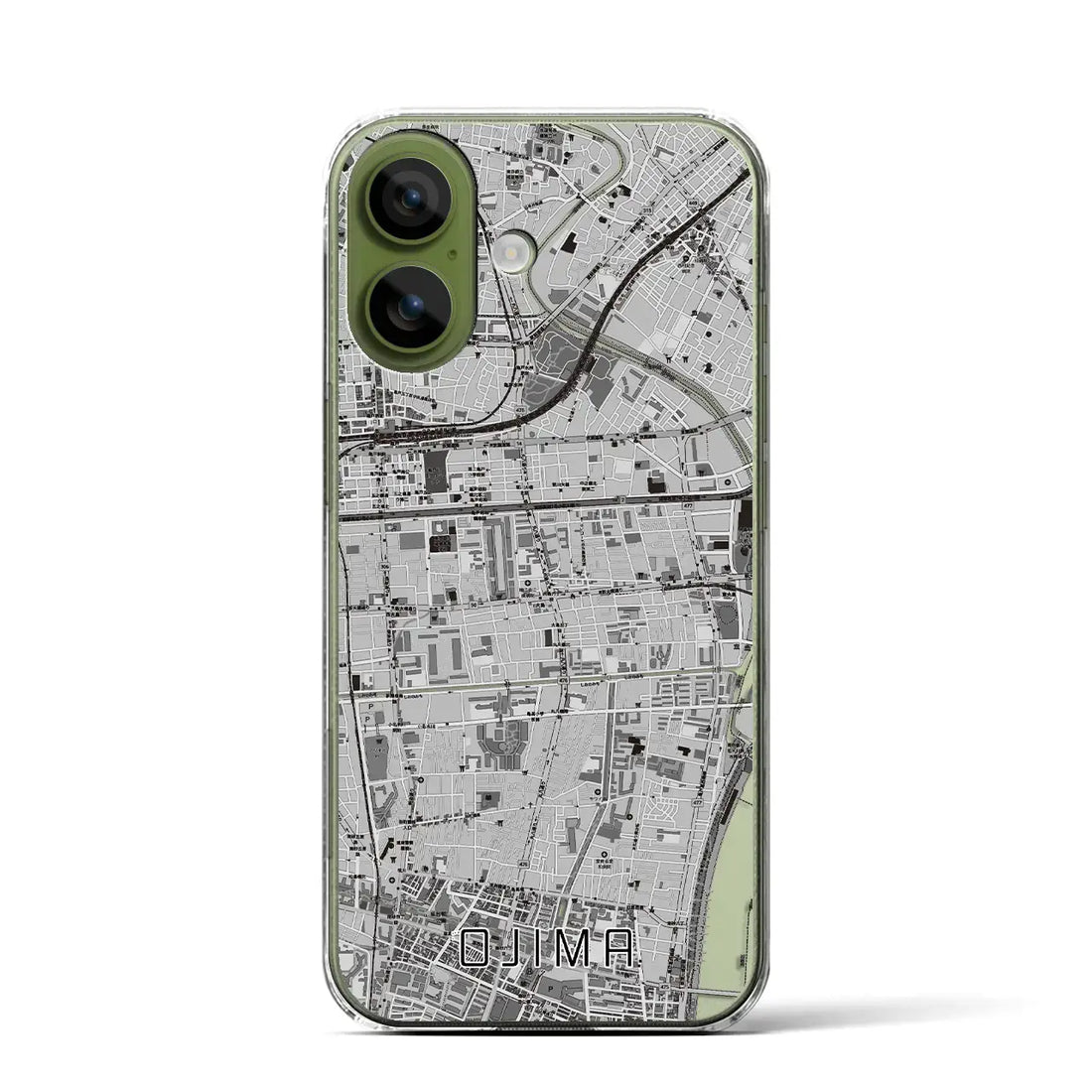 【大島（東京都）】地図柄iPhoneケース（クリアタイプ）モノトーン・iPhone 17 Pro Max 用