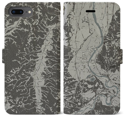 【小千谷（新潟県）】地図柄iPhoneケース（手帳タイプ）モノトーン・iPhone 8Plus /7Plus / 6sPlus / 6Plus 用