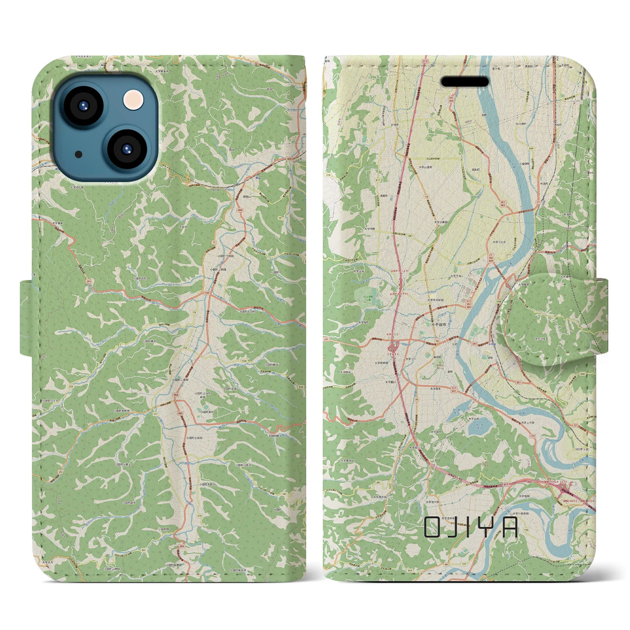 【小千谷（新潟県）】地図柄iPhoneケース（手帳タイプ）