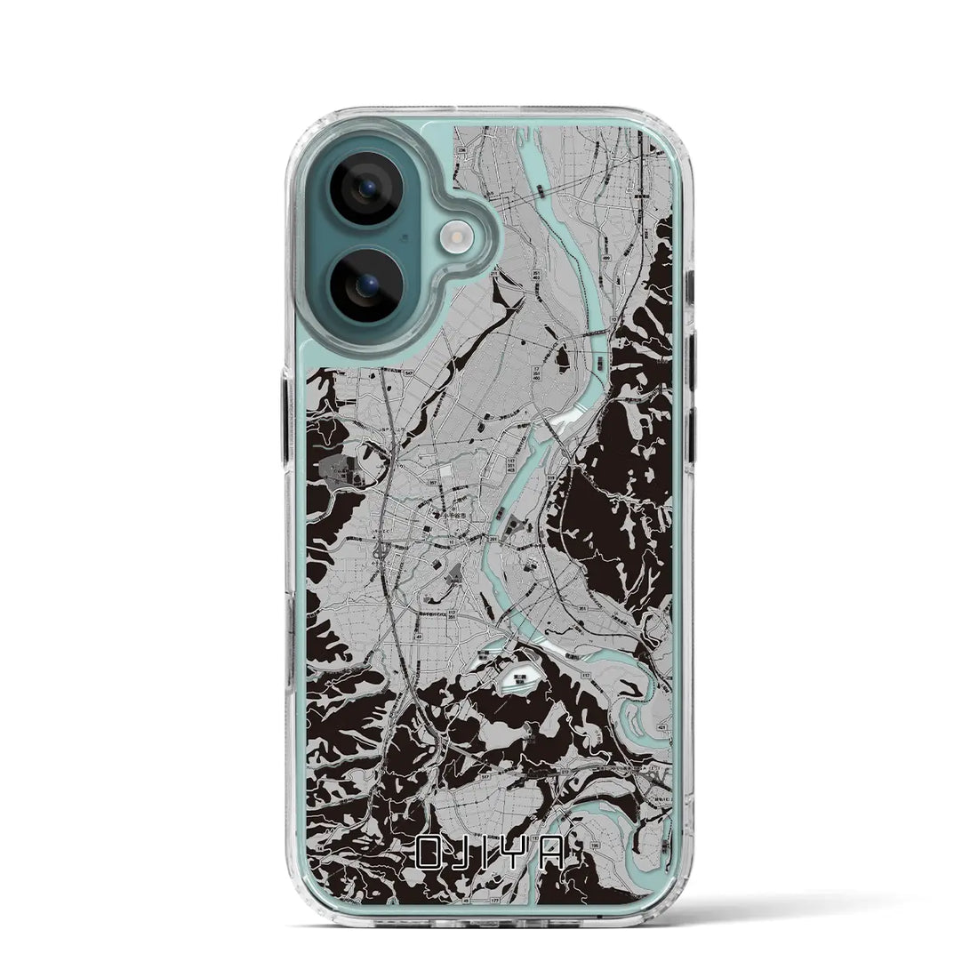 【小千谷（新潟県）】地図柄iPhoneケース（MagSafeタイプ）モノトーン・iPhone 16 Pro 用