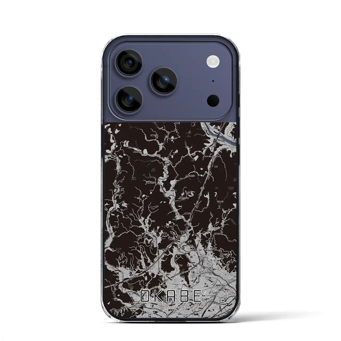 【岡部(静岡県)】地図柄iPhoneケース(クリアタイプ)モノトーン・iPhone 17 Pro Max 用