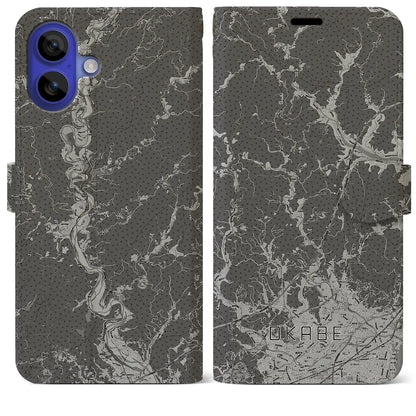 【岡部（静岡県）】地図柄iPhoneケース（手帳タイプ）モノトーン・iPhone 16 Pro Max 用