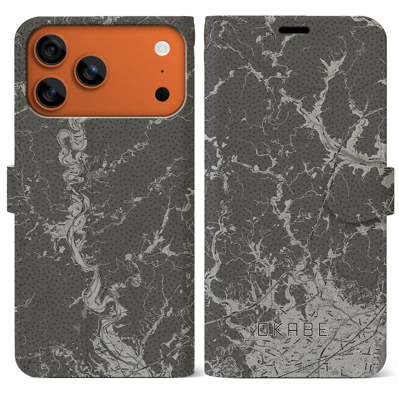 【岡部（静岡県）】地図柄iPhoneケース（手帳タイプ）