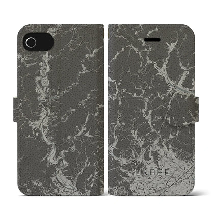 【岡部（静岡県）】地図柄iPhoneケース（手帳タイプ）モノトーン・iPhone SE（第3 / 第2世代） / 8 / 7 / 6s / 6 用