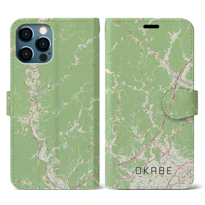 【岡部（静岡県）】地図柄iPhoneケース（手帳タイプ）ナチュラル・iPhone 12 / 12 Pro 用