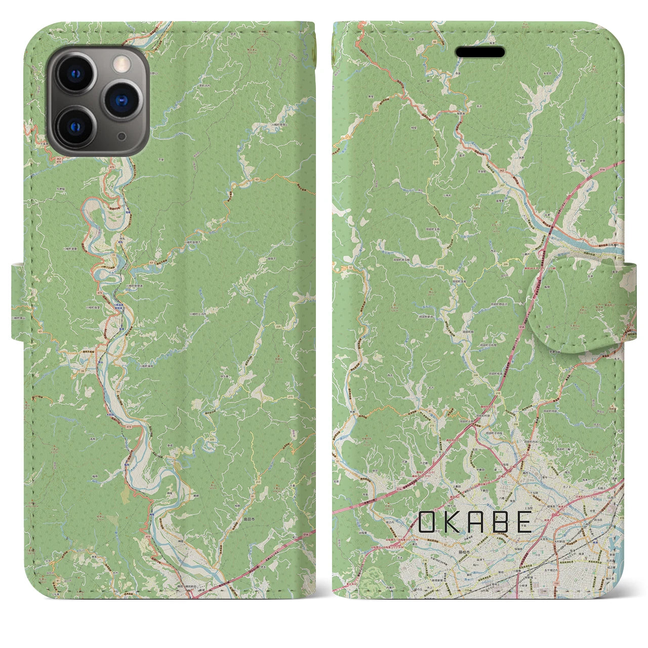 【岡部（静岡県）】地図柄iPhoneケース（手帳タイプ）