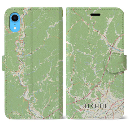 【岡部（静岡県）】地図柄iPhoneケース（手帳タイプ）ナチュラル・iPhone XR 用
