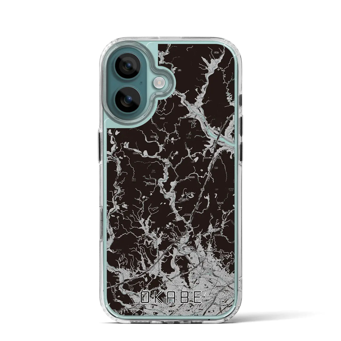 【岡部(静岡県)】地図柄iPhoneケース(MagSafeタイプ)モノトーン・iPhone 16 Pro 用