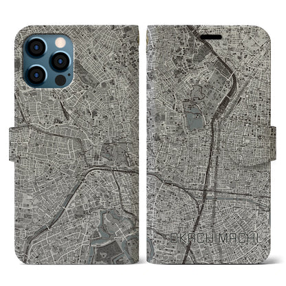 【御徒町（東京都）】地図柄iPhoneケース（手帳タイプ）モノトーン・iPhone 12 / 12 Pro 用