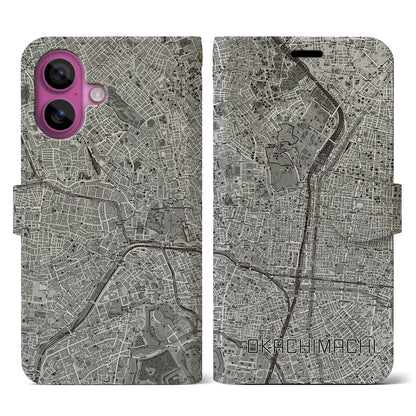 【御徒町（東京都）】地図柄iPhoneケース（手帳タイプ）モノトーン・iPhone 16 Pro 用