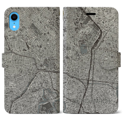 【御徒町（東京都）】地図柄iPhoneケース（手帳タイプ）モノトーン・iPhone XR 用