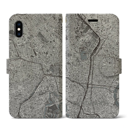 【御徒町（東京都）】地図柄iPhoneケース（手帳タイプ）モノトーン・iPhone XS / X 用