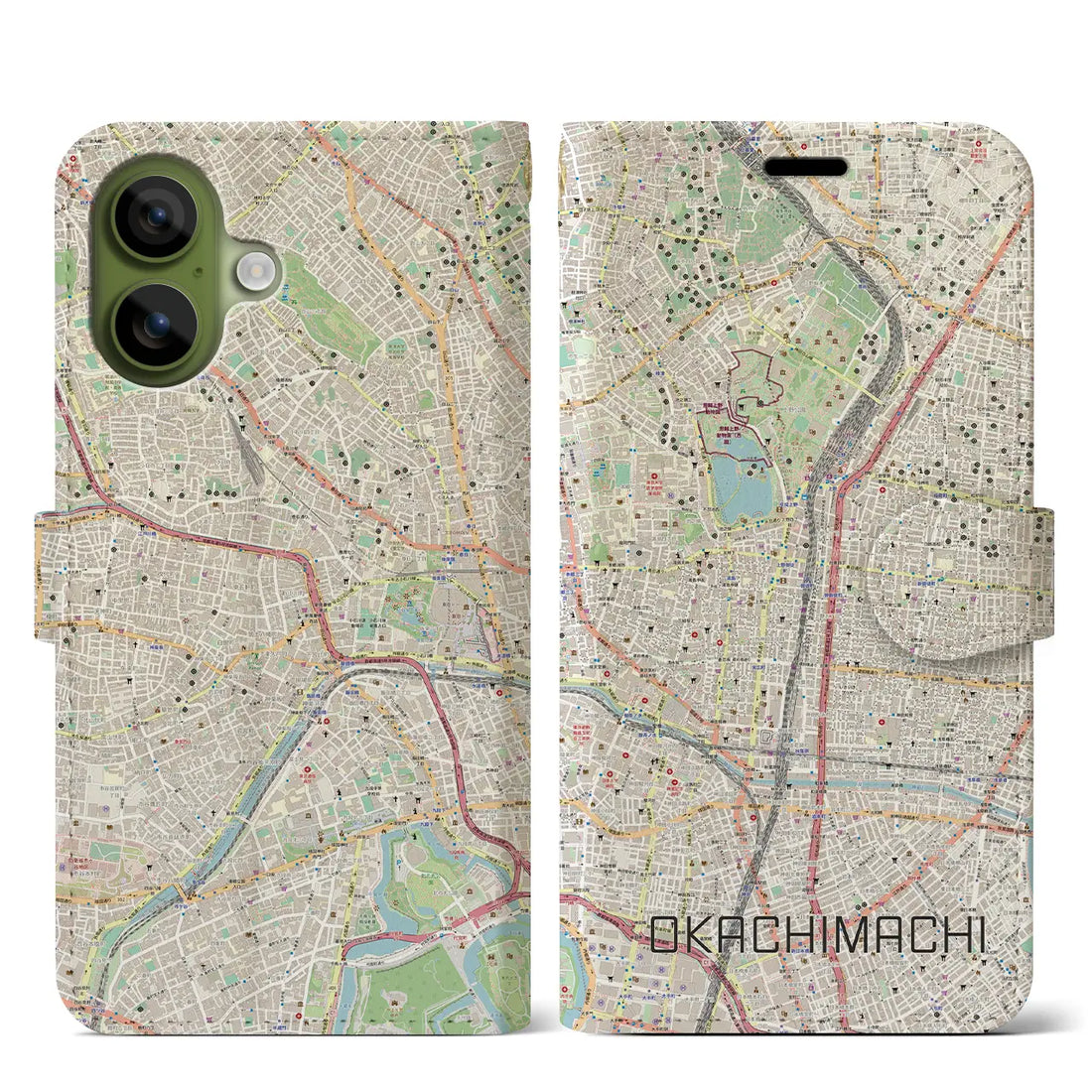 【御徒町（東京都）】地図柄iPhoneケース（手帳タイプ）ナチュラル・iPhone 17 Pro Max 用