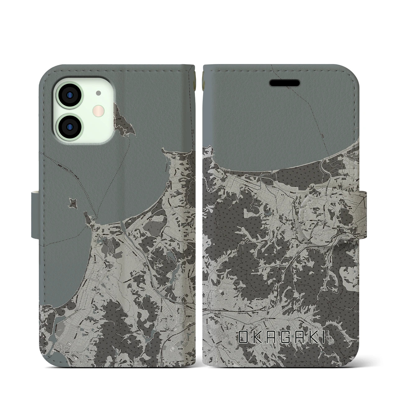 【岡垣（福岡県）】地図柄iPhoneケース（手帳タイプ）