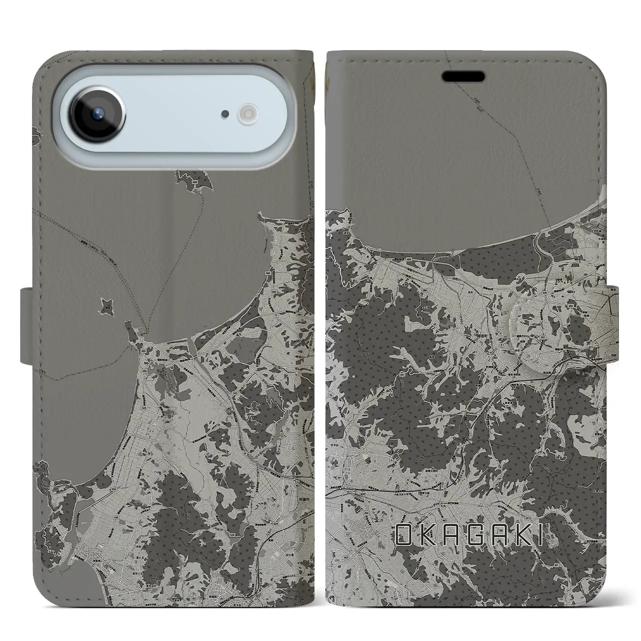 【岡垣（福岡県）】地図柄iPhoneケース（手帳タイプ）