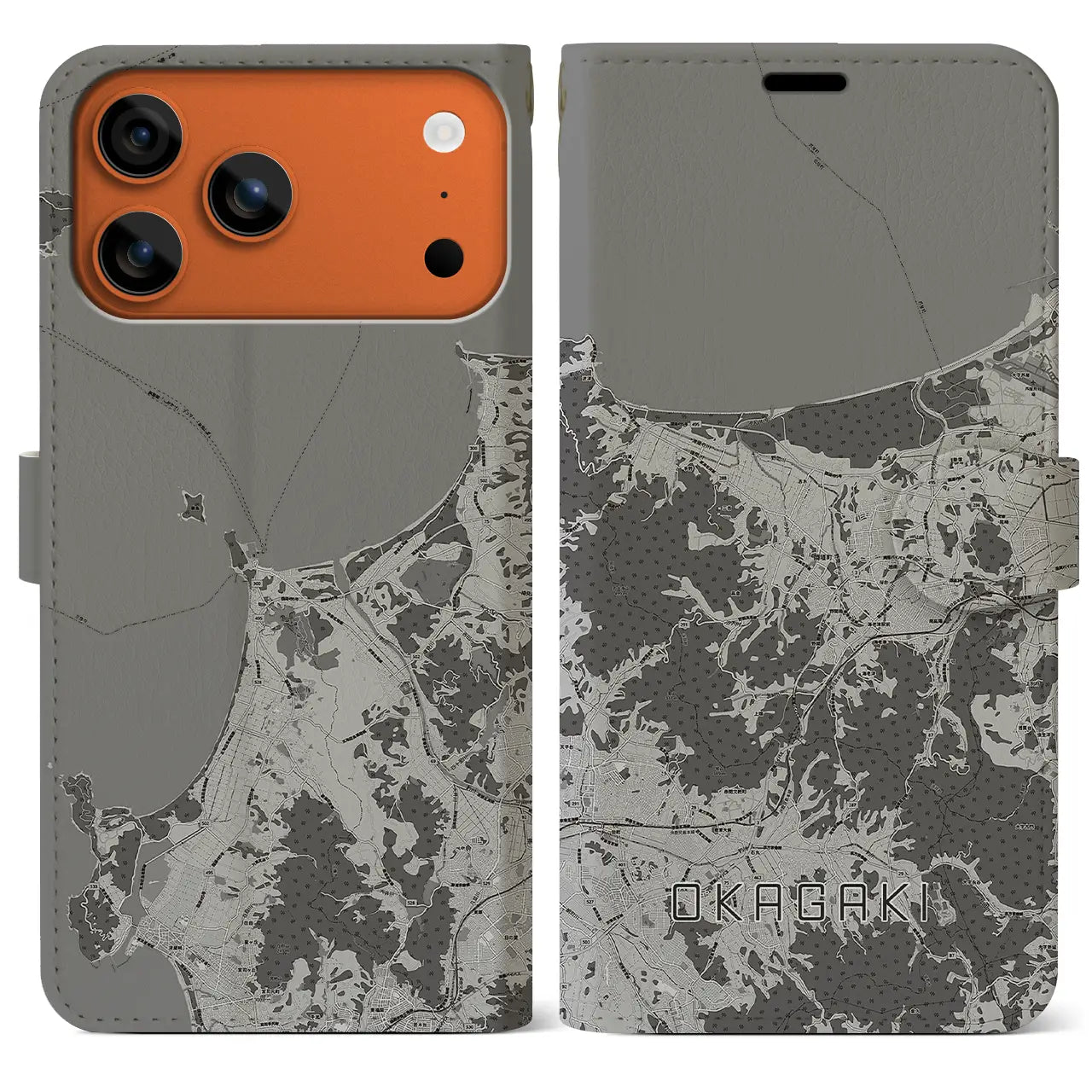 【岡垣（福岡県）】地図柄iPhoneケース（手帳タイプ）